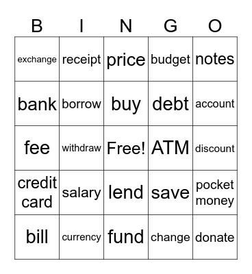 Money Bingo Card
