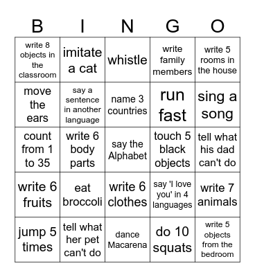 Can/Can't BINGO Card