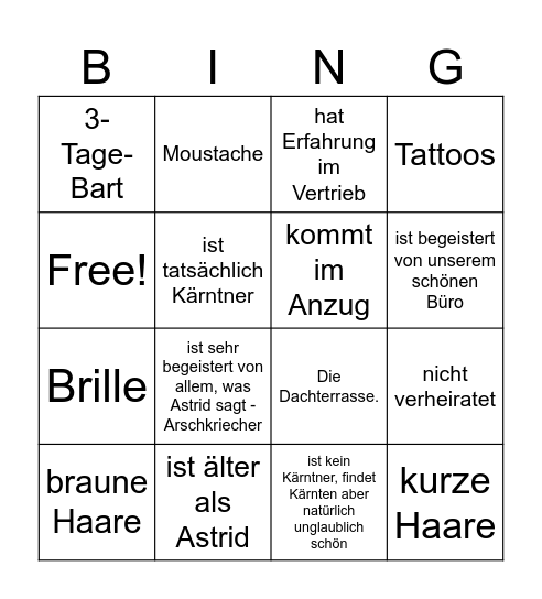 Who's that Vertriebler? Bingo Card