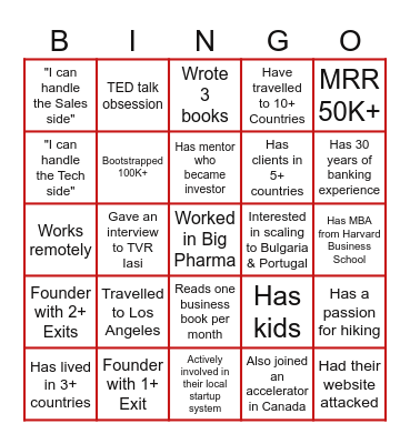 Startup Bingo - Rubik Scale (Dan) Bingo Card