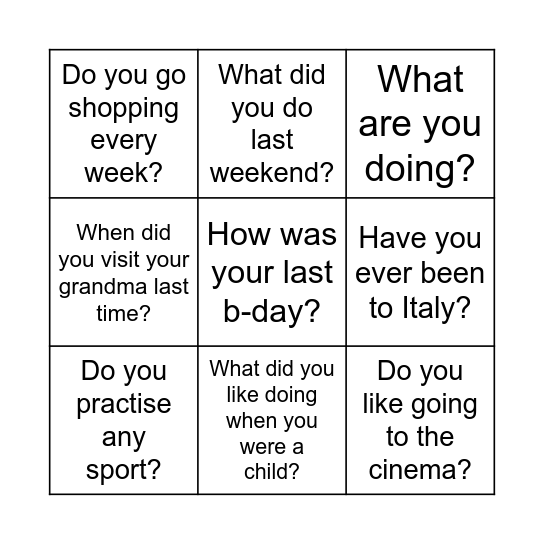 Crosses & Noughts Bingo Card