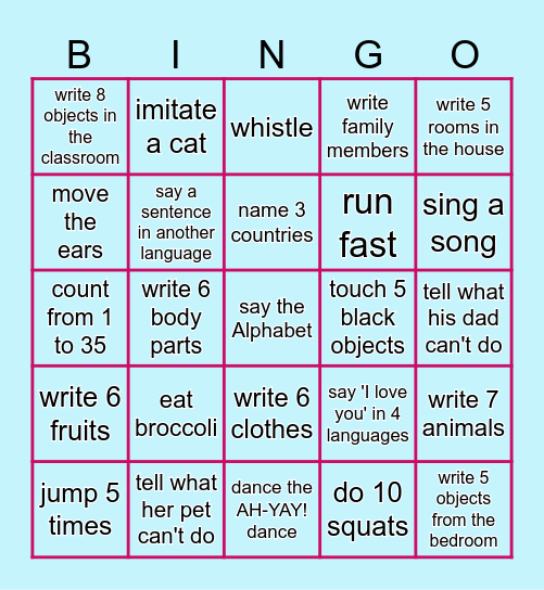 Can/Can't BINGO Card