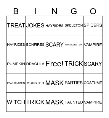 Halloween Bingo Card