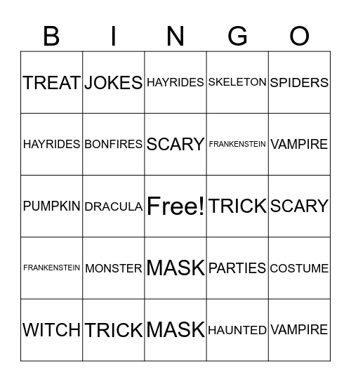 Halloween Bingo Card