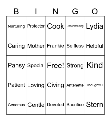 MOTHER’S DAY Bingo Card