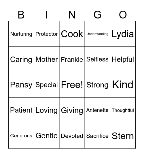 MOTHER’S DAY Bingo Card