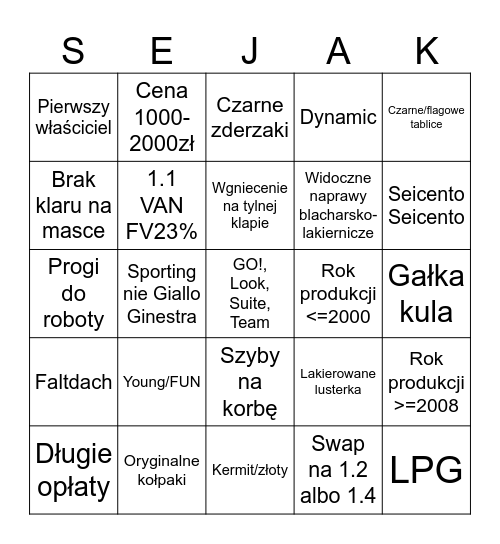 Sprzedam sejczento 900 sprawny Bingo Card