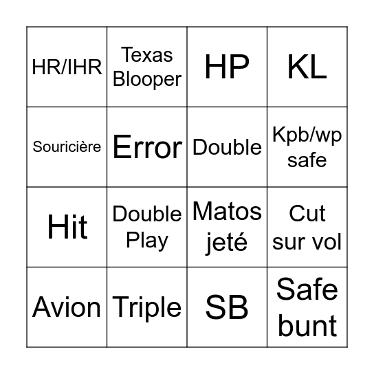 Baseball R2 Bingo Card