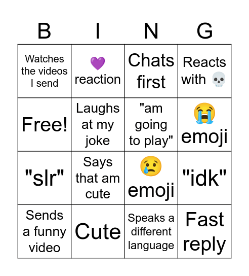 Kelly bingo Card