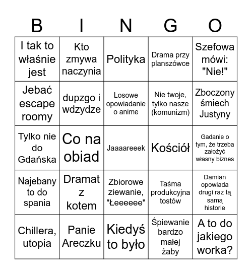 Łubiana Bingo Card