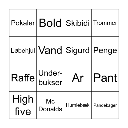 Esbens konfi-bingo Card