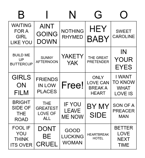 PEGGY Bingo Card