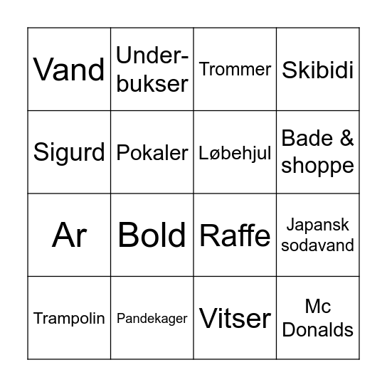 Esbens konfi-bingo Card
