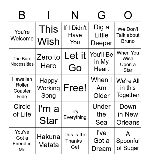 Math Music Bingo Card
