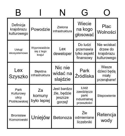 Wycichowska Bingo Card