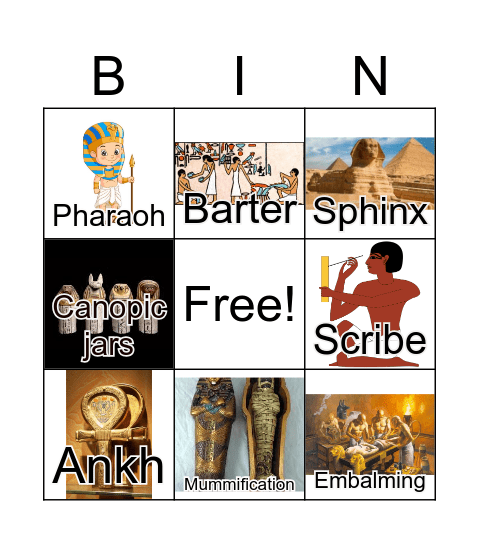 Egypt Bingo Card