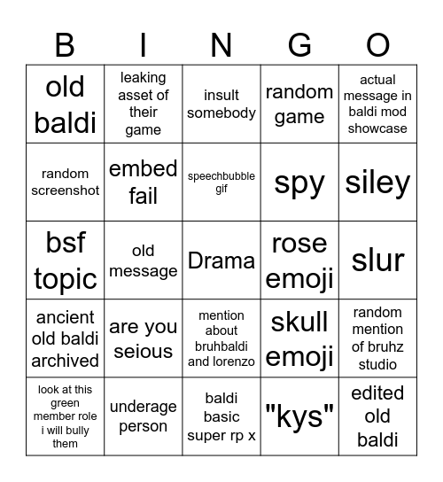 Firey rebranded bingo Card