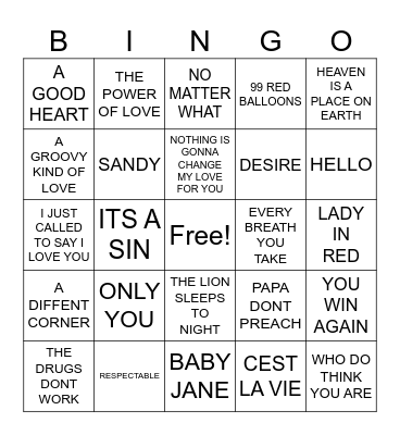 BINGO 1 Bingo Card