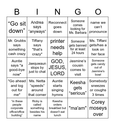 COFFEE TIME Bingo Card
