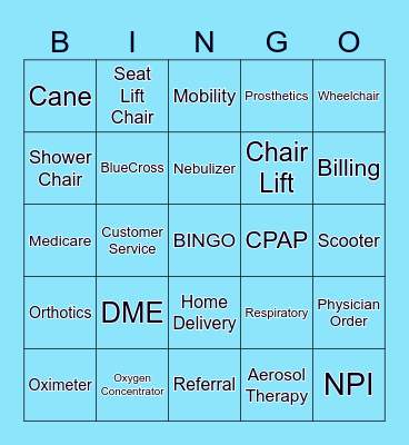 DME Bingo Card