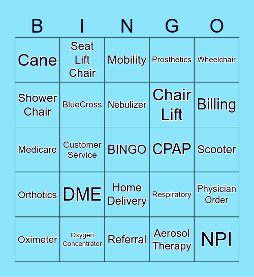 DME Bingo Card