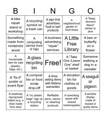 Circular Economy Bingo Card