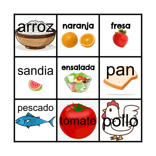 La lotería: LAS COMIDAS Bingo Card