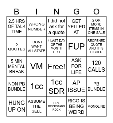 LAST DAY OF THE MONTH Bingo Card