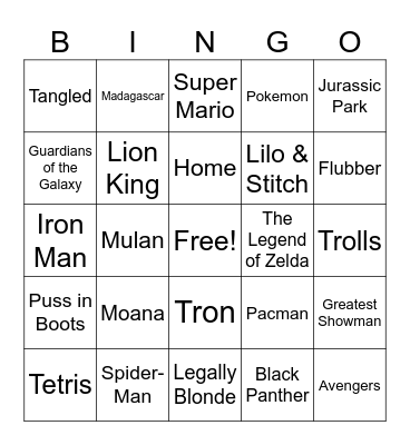 Soundtrack Songs Bingo Card