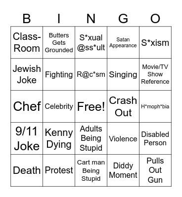 south park bingo Card