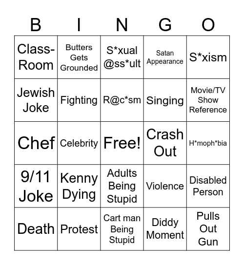 south park bingo Card