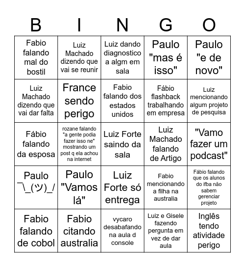 Aloo Bingo Card