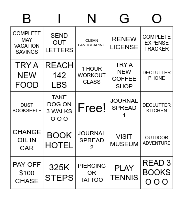 May 2025 Bingo Card