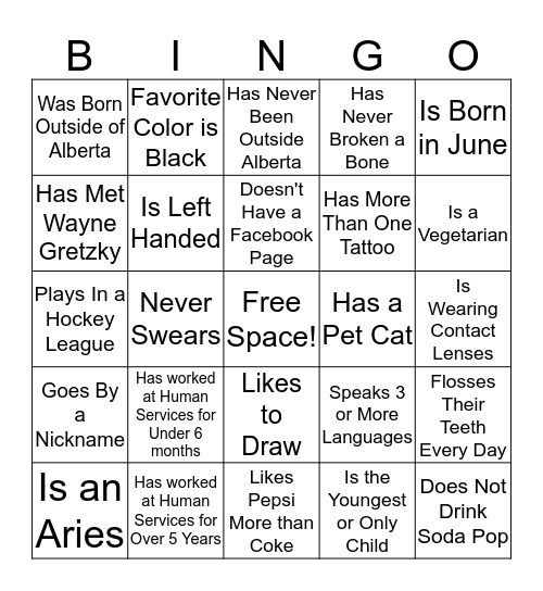 Find Someone Who..... Bingo Card