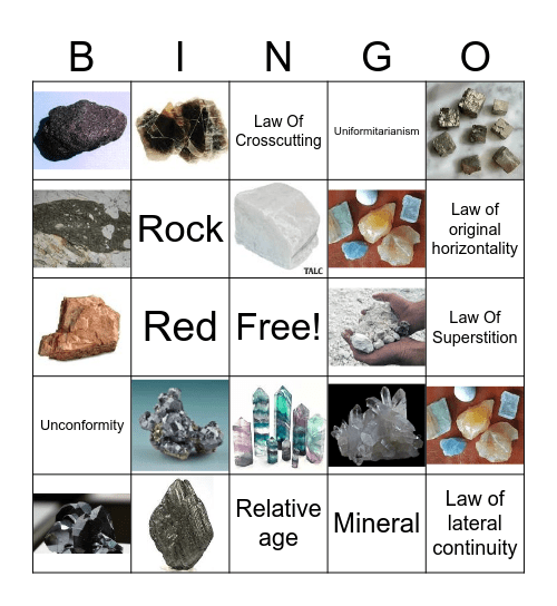 Mineral Review Bingo Card