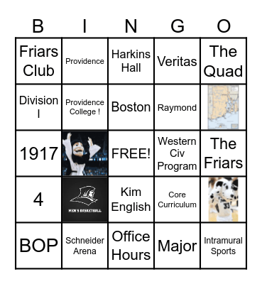 Providence Bingo 3 Bingo Card