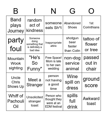 Wedding Bingo Card