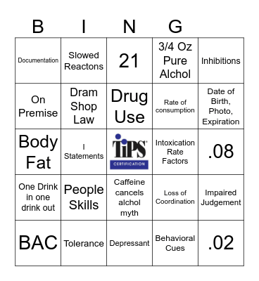 TIPS Bingo Card