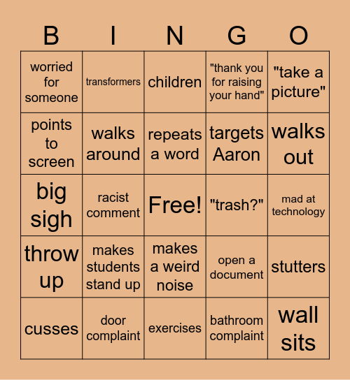 Mr Rosel Bingo Card