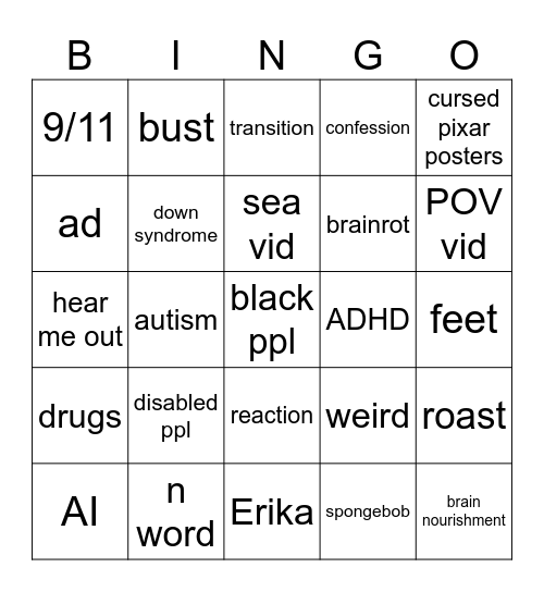 IG reels Bingo Card