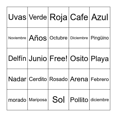 Clase de Espanol 2025 Bingo Card