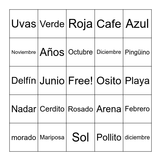 Clase de Espanol 2025 Bingo Card