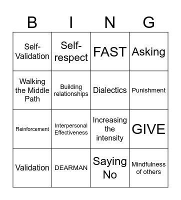 Interpersonal Effectiveness Bingo Card