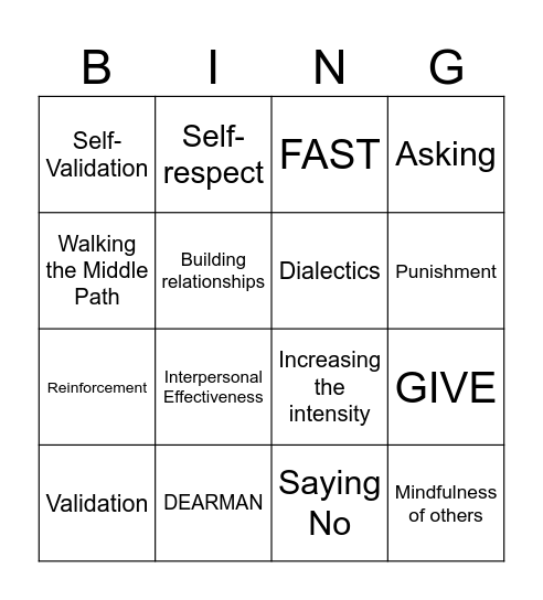 Interpersonal Effectiveness Bingo Card