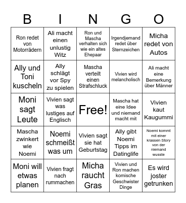 Schachtelbingo "Viviens Geburtstag Bingo Card