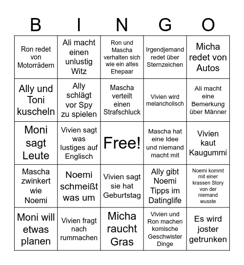 Schachtelbingo "Viviens Geburtstag Bingo Card