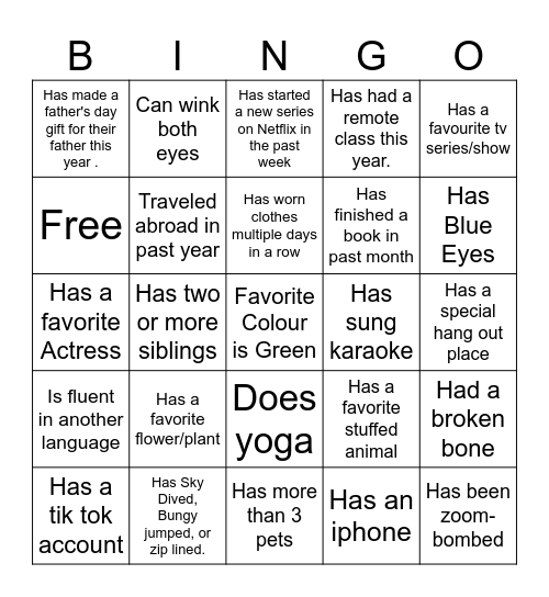 Ice-Ice Breaker! Bingo Card