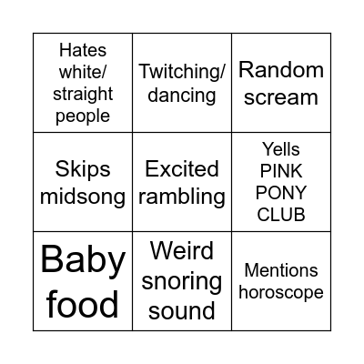 Chloe Bingo Card