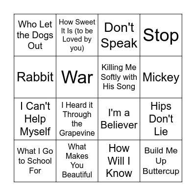 Song (29) Bingo Card