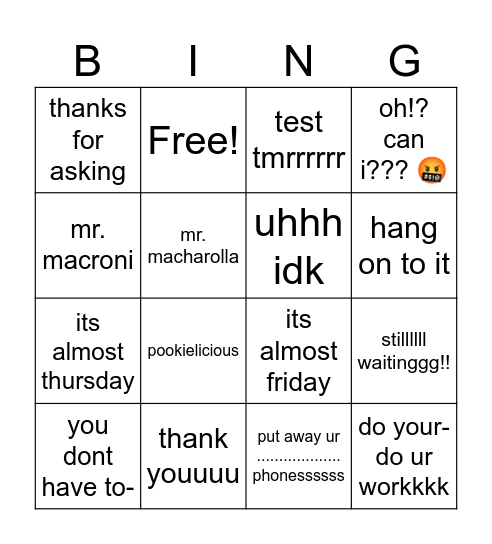 career clusters BINGO Card